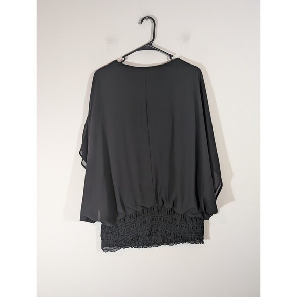Torrid Top Women Plus 1X Black Embellished V-Neck Banded Chiffon Batwing Sleeves - Picture 2 of 9